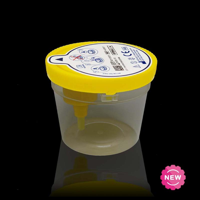 Контейнер об’ємом 100 мл, з жовтою кришкою, з пробіркою 9 мл з борною кислотою